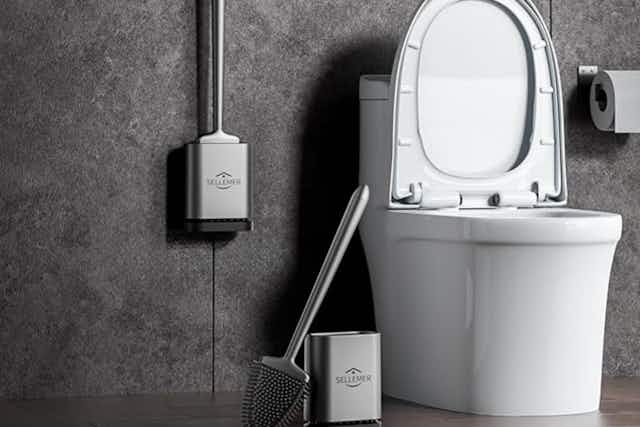 Toilet Brush and Holder Set, Just $8 on Amazon card image