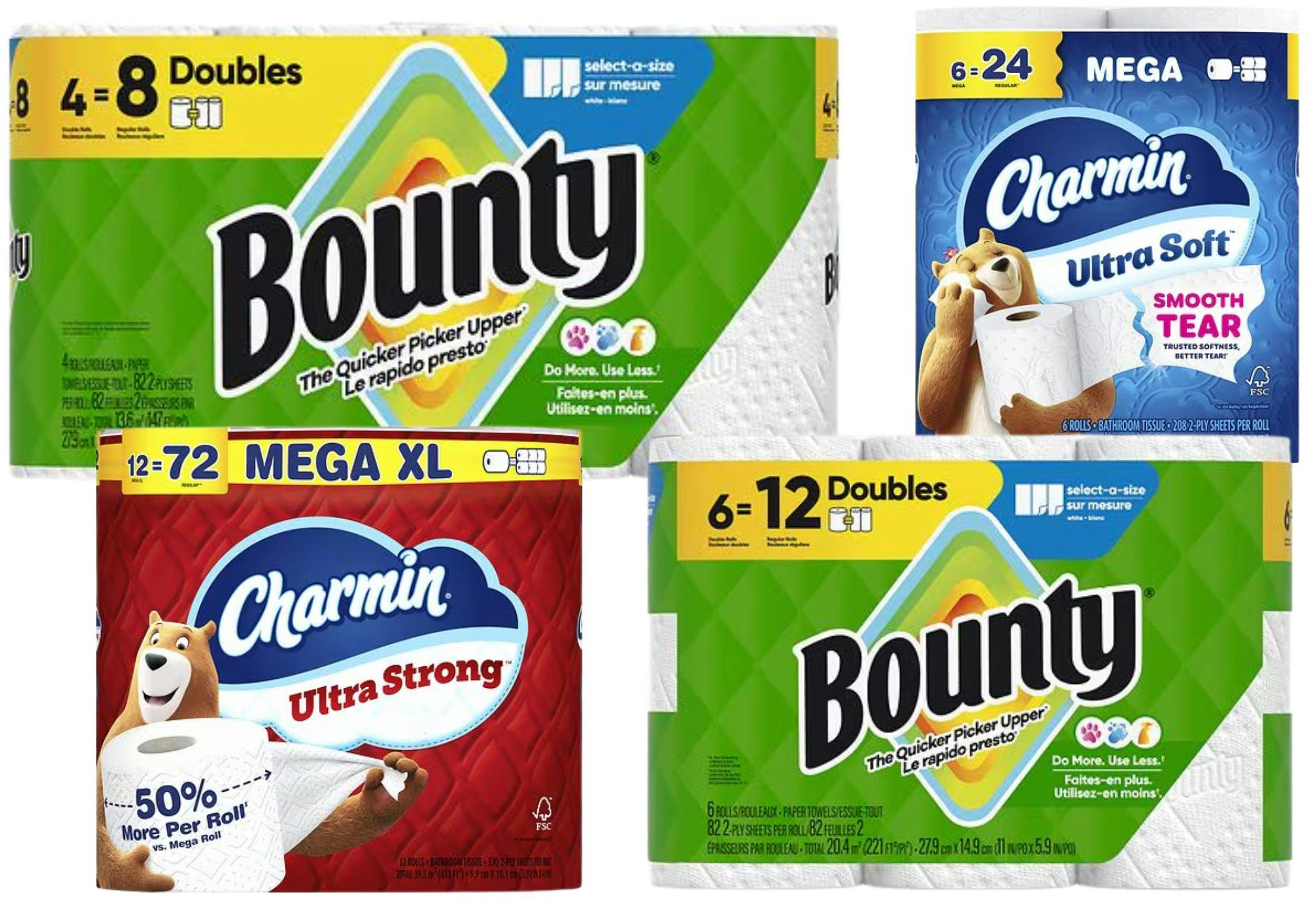 2 Bounty + 2 Charmin