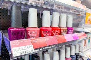 row of opi nail polish at the store