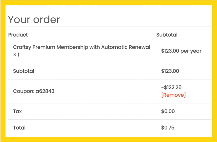 Craftsy $0.75 Cart image
