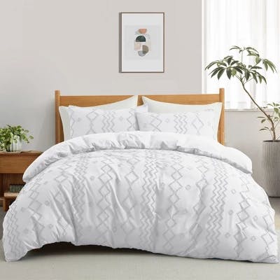 Tufted Geometric Duvet Cover Set