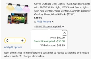 deck lights Amazon receipt