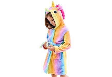 Kids' Hooded Unicorn Bathrobe