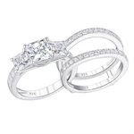 Three-Stone CZ Wedding Ring Set