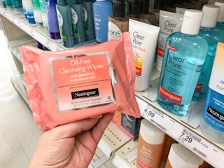 hand holding neutrogena wipes at target