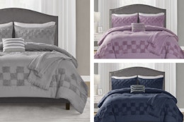 3 lifestyle images of Mainstays Check Comforter Sets