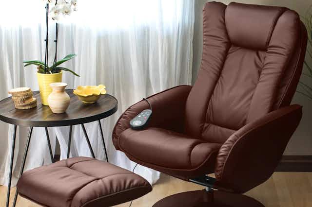 Electric Reclining Massage Chair With Ottoman, Only $199.99 Shipped card image