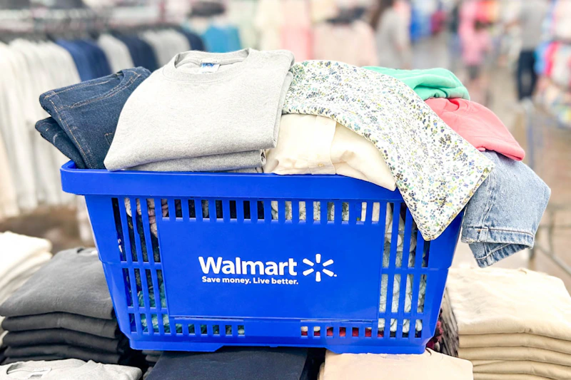 a bin of walmart clothes