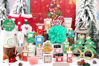 advent calendar items on a table