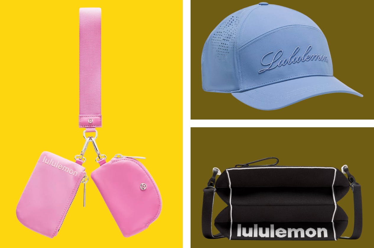 Lululemon accessories in a collage
