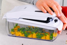 Fullstar The Original Pro Chopper - Vegetable Chopper and Spiralizer on a kitchen counter 