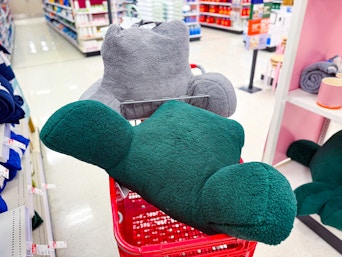 2 bed rest pillows sitting on a target cart