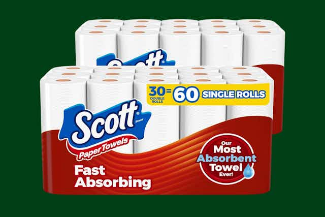 60 Rolls of Scott Paper Towels, as Low as $42 on Amazon ($1.44 per Roll) card image