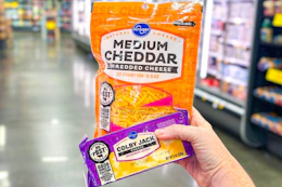 hand holding kroger cheese
