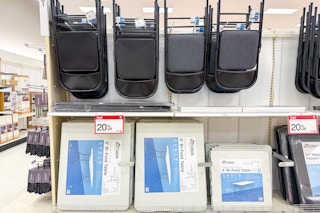 folding chairs sitting on a target shelf