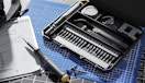 a screwdriver set on a work station 