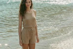 woman wearing romper at beach