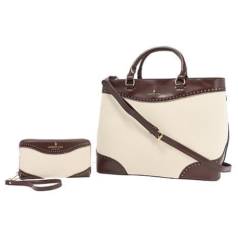 London Fog Canvas Satchel & Wallet
