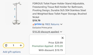 toilet paper holder Amazon receipt