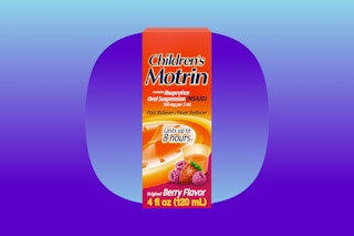 A box containing a 4-ounce bottle of Children's Motrin Ibuprofen Pain Reliever