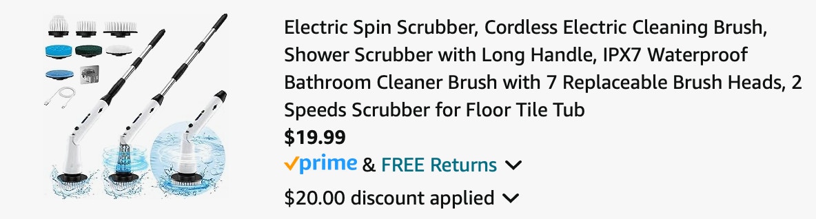 Electric spin scrubber Amazon receipt