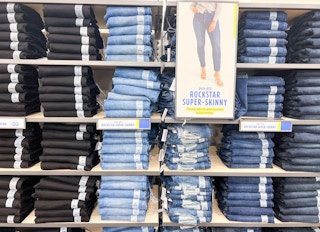 jeans on display in store