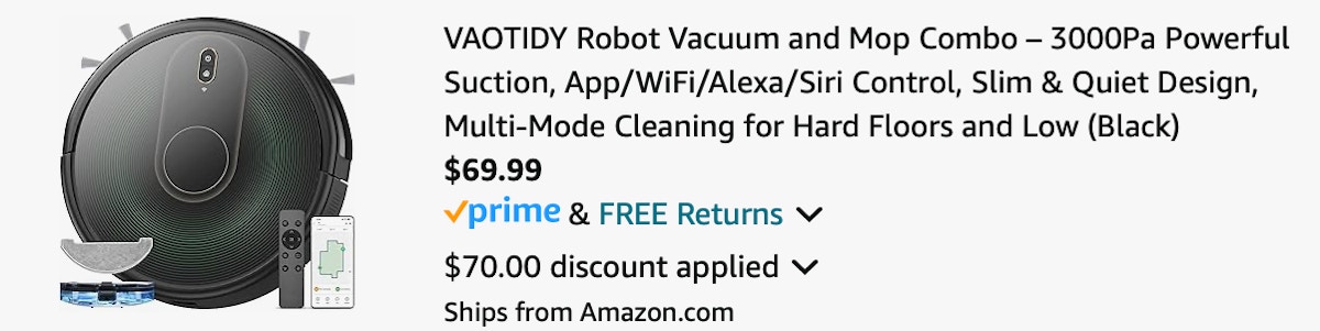 Vaotidy Robo vac mop Amazon receipt