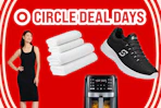 women's dress, white towel set, womens' skechers, and Gourmia air fryer