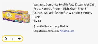 Cat food cart screenshot