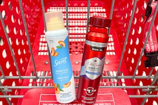 secret and old spice dry spray in a target cart