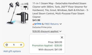 steam mop Amazon receipt