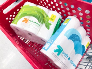 up & up paper towels and toilet paper in target cart