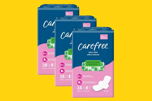 Grab 3 Packs of Carefree Ultra Thin Pads for as Low as $4.10 on Amazon card image