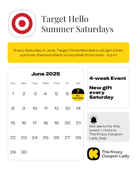 Calendar graphic of Target Hello Summer Saturdays that starts on June 7 2025