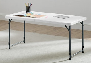 white and black folding table