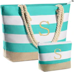 Canvas Beach Tote Set