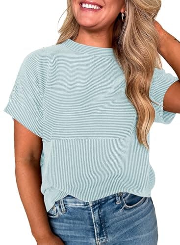 Women's Short Sleeve Ribbed Knit Top
