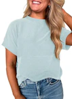 Women's Short Sleeve Ribbed Knit Top