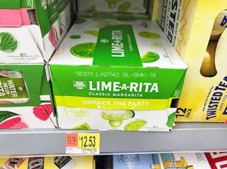 A box of Lime-a-rita on a shelf at Walmart.