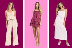 One model wearing 3 different No Boundaries outfit 2-piece sets