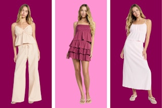 One model wearing 3 different No Boundaries outfit 2-piece sets