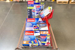 o-cedar mops and products in a shopping cart