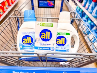 3 all laundry care products in Walmart shopping cart