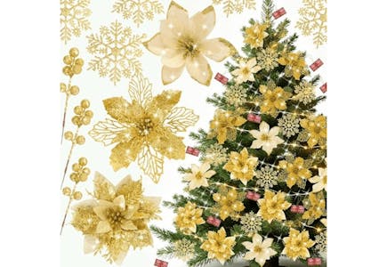 Poinsettia Christmas Tree Ornaments