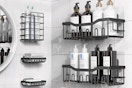 shower shelves on a wall