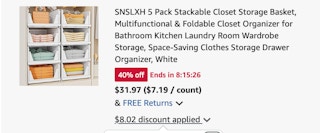 storage baskets Amazon receipt