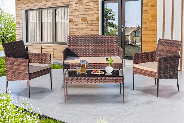 This 4-Piece Patio Furniture Set Is on Sale for $130 at Walmart (Reg. $370) card image