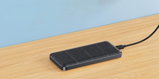 A portable power bank on a table