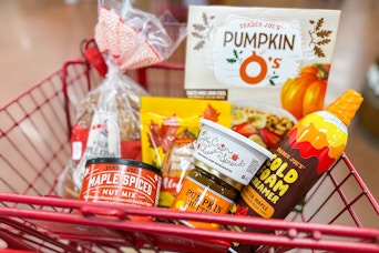 trader joes sept groceries in shopping cart