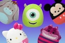 Eeyore, Hello Kitty, Mike Wazowski, Mickey Mouse, and Cheshire Cat plushes
